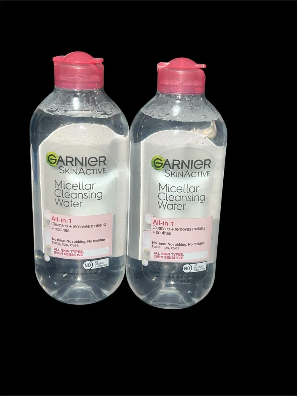 Garnier Micellar Cleansing Water Bottles with Pink Caps